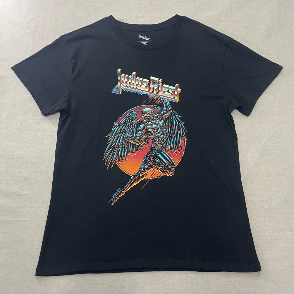 Judas Priest Metal Rock Band Logo Black Short Sleeve Shirt Sz Large Music 2025